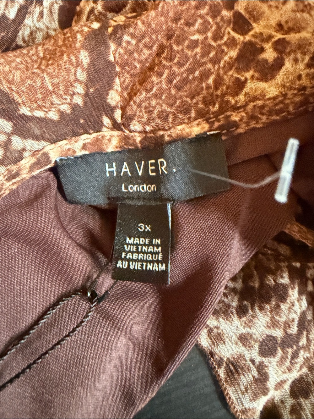 HAVER - Snake-Print Ruffle Front Women's Sweater - Brown - Picture 6 of 7